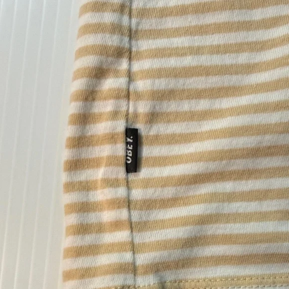 Obey, Striped Short-Sleeve Crew Neck T-Shirt - Cream/White - Picture 4 of 8